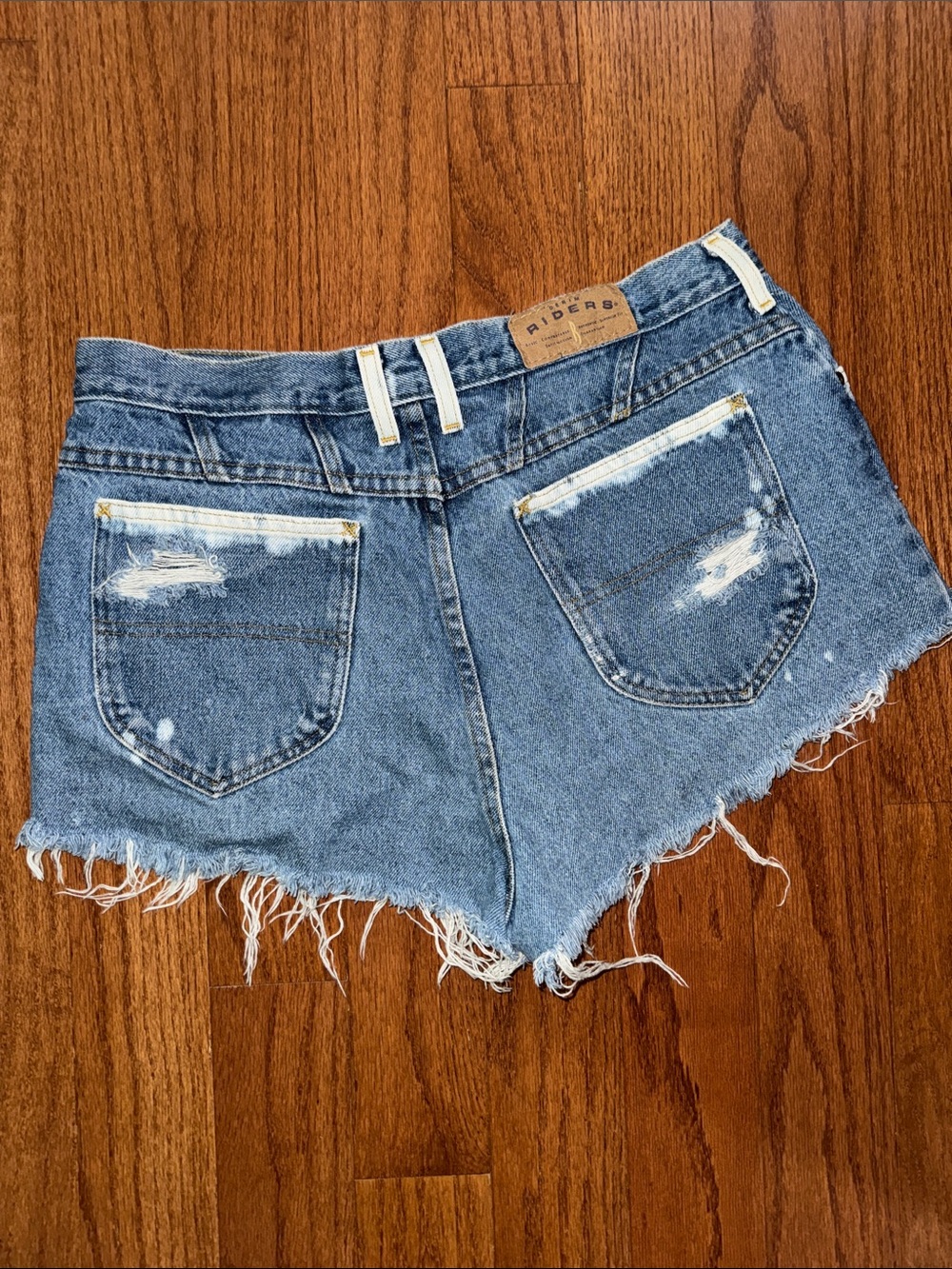 Vintage Riders by Lee Distressed High-Waist Denim Shorts - Blue